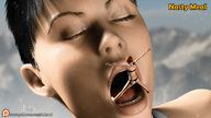 vore tongue mouth teeth handheld saliva hand shrunken_woman throat open_mouth dangle soft_vore set between_fingers manicure looking_at_tiny emi digital_render