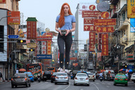 giantess collage destruction handheld traffic wonderslug red_hair bus walking streets vehicles sophie_turner chinatown