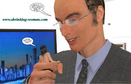 handheld glasses tie shrunken_woman suit ilayhu tv looking_at_tiny digital_render
