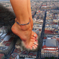giantess collage city mega destruction barefoot toe_ring nail_polish ankle_bracelet point_of_view tip_toe aslan2142