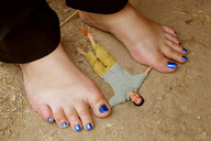 collage feet barefoot domination shrunken_man pinned under_foot pedicure crlvr dirt imminent_crush blue_nails sokar9