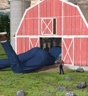 giantess butt clothed shoes farm barn overalls farmer digital_render