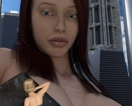 giantess city blonde brunette looking_at_tiny digital_render endlessrain0110