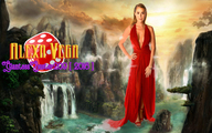 giantess collage fantasy waterfall dress mountains clouds sky elegant looking_at_viewer giantessbuster209 alexa_vega