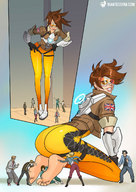 drawing giantess color barefoot foot_worship worship giantessfan overwatch tracer_(overwatch)