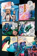 breasts drawing vore alien comic color purple_hair blue_skin shrunken_man batman superman wonder_woman cape dialogue green_lantern flash dc_comics justice_league_3000 locus