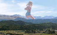 breasts giantess collage blonde wonderslug mountains forest smoke sky sideboob cutoffs sara_jean_underwood