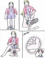 drawing blonde toes barefoot soles shoes domination in_shoe socks shrunken_man panels darkspeedxz