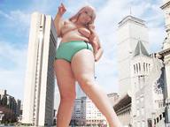breasts giantess collage city buildings bbw hand legs looking_down sky point_of_view looking_at_viewer utamovita