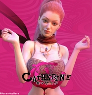 cleavage hand shrunken_woman catherine looking_at_viewer jetslasher digital_render catherine_the_titan between_breasts