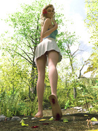 crush blonde skirt blood shrunken_men legs shrunken_people shrunken_woman cruel woods outdoors flip_flops sorenzer0 trail digital_render natural