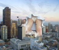 giantess collage panties city butt destruction barefoot skirt buildings helicopter unknown_artist skyscraper heel sky
