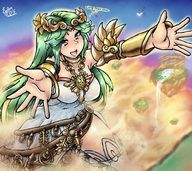 drawing gentle giantess angel color destruction goddess green_hair fanart embernaga pit palutena kid_icarus