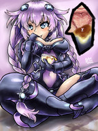 drawing giantess color fanart shrunken_woman neptune imminent_vore embernaga purple_heart neptunia