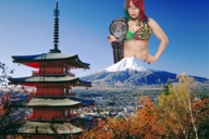 collage city mega asuka belly multicolored_hair pagoda cmwaters wrestler nxt_japan mount_fuji