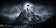 collage fantasy mountains snow clouds sky giantessbuster209 alycia_debnam_carey eclispe
