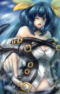 drawing giantess mega color dizzy guilty_gear fanart finger_crush embernaga