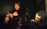 finger brunette short_hair hand table shrunken_man sorenzer0 looking_at_tiny digital_render giantessnyx branding_iron jdo branded