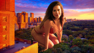 breasts giantess collage mega cleavage brunette smiling park wonderslug kneeling legs giantess_katelyn skyscraper sky sunset looking_at_viewer new_york_city central_park spectator