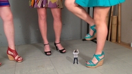 collage feet toes multiple high_heels shoes legs shrunken_man pedicure floor raised_foot imminent_crush