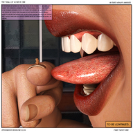 micro vore tongue mouth teeth finger shrunken_men hand shrunken_people shrunken_woman trapped tinies manicure looking_at_tiny digital_render openhighhat altered_reality_world the_trials_of_rosie micromants