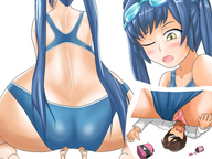 drawing crush pussy color long_hair blue_hair pigtails shrunken_man goggles