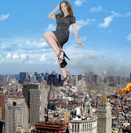 giantess collage city destruction high_heels brunette wonderslug foot_crush fire legs giantess_katelyn skyscraper sky demolish new_york_city city_scape