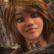 blonde green_eyes smiling lips elf jungle forest voluptuous freckles native digital_render opal ashkiiwolf