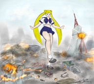 drawing crush blonde skirt shoes sailor_moon foot_crush looking_down point_of_view imminent_crush usagi_tsukino yamumil