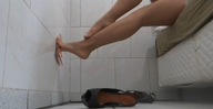 collage feet shoes domination legs nylons shrunken_man cruel pinned wall