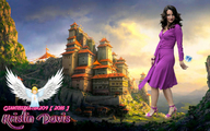giantess collage fantasy high_heels buildings brunette dress mountains sky purple_dress giantessbuster209 kristin_davis