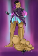 drawing crush feet barefoot soles low_angle foot_crush point_of_view overwatch sombra