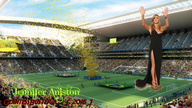 collage blonde high_heels stadium dress legs jennifer_aniston spectators sports_stadium giantessbuster209 soccerfield
