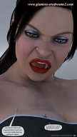 micro black_hair blue_eyes angry shrunken_man looking_down ilayhu looking_at_tiny digital_render on_breasts