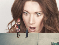 collage brunette multiple_sizes shrunken_woman shrunken_man looking_at_tiny balore84