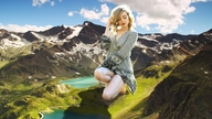 giantess collage blonde kneeling mountains lake snow clouds outdoors sky gibberellin77 mountainside-goddess