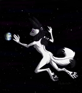 drawing nude furry earth giga anthro space color fox stars reaching_hand cosmic_giantess asterope