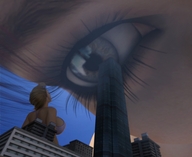 breasts giantess giga bra multiple_sizes eye giantesses looking_at_tiny digital_render eyelash