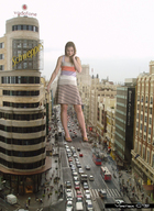 giantess collage city toes skirt high_heels sandals legs looking_down streets vehicles sky top vortex_gts between_buildings rooftop_view