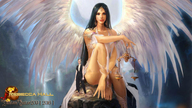 drawing giantess collage angel black_hair long_hair sitting shrunken_woman jewelry giantessbuster209
