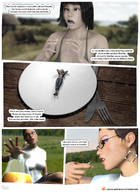 vore tongue mouth teeth glasses story shrunken_men stomach shrunken_people shrunken_woman throat food outdoors willing picnic dialogue panels emi digital_render eatmei