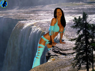giantess collage cleavage waterfall river cliff ser-gts