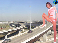 giantess collage panties high_heels dress vehicles road looking_at_viewer ser-gts