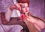 breasts cleavage huge_breasts demoness shrunken_woman jetslasher digital_render
