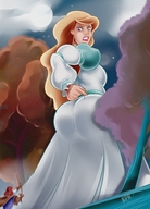 breasts drawing giantess mega blonde color butt blue_eyes princess angry moon dress forest night bow archer arrow thick_thighs looking_at_tiny the_swan_princess odette kisparlius