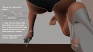 butt high_heels story shrunken_man mistress under_shoe servant behind_view submission digital_render pixaliant uptown_girl