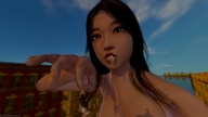 giantess vore city blonde black_hair brown_eyes dangle prey point_of_view digital_render madamemaeve