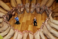 collage barefoot shrunken_men kneeling dirty_soles