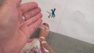 collage wet sandals shrunken_man red_nails nail_polish rings dropped