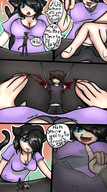 drawing comic black_hair color blue_eyes saliva blood domination gore spitting shrunken_man humiliation laughing cruel cat_girl drowning june mspaintgts needles